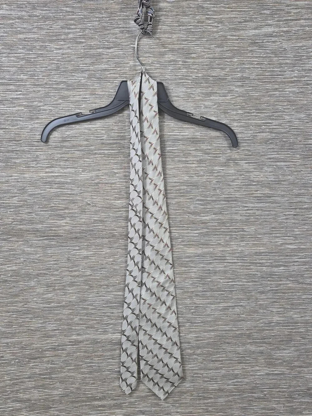 Ermenegildo Zegna Tie Mens Gray Silk Geometric Woven Classic Necktie Made Italy